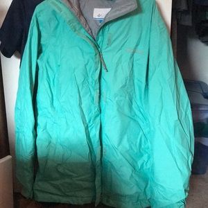 Columbia teal rain jacket